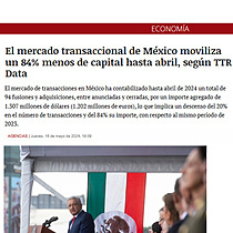 El mercado transaccional de Mxico moviliza un 84% menos de capital hasta abril, segn TTR Data